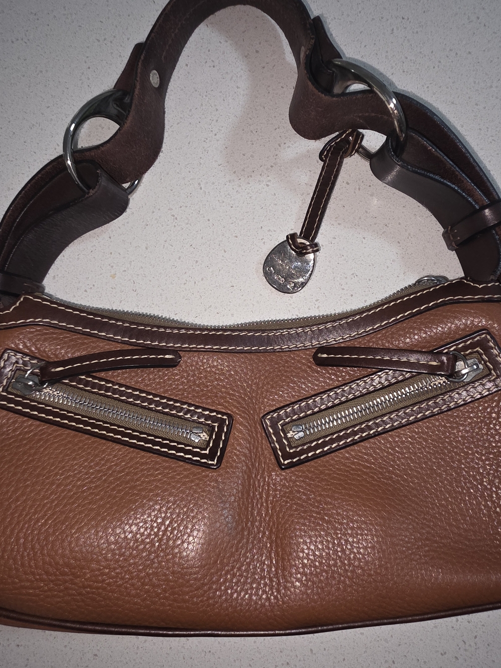 Dooney & Bourke Chestnut Brown Pebbled Leather Shoulder Bag